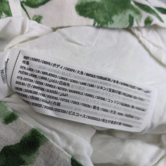 Abercrombie & Fitch Green Floral Sheath Dress Sz M Smocked Back Linen Cotton - Picture 9 of 10